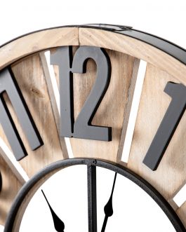 Reloj pared MDF metal natural/negro 60x4x60 cm