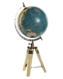 Globo terraqueo mango metal 22x22x45 cm
