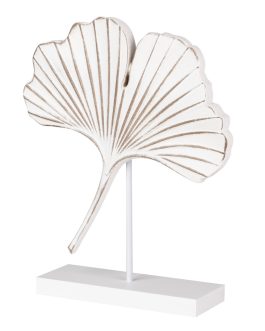 Adorno mesa hoja madera blanca 21x7x29 cm