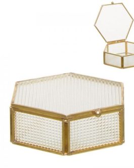 Caja cristal tallado/oro 14×12 x4,5cm