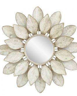 Espejo hojas blanco/oro 80×80 cm