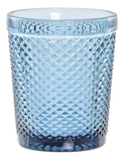 Vaso cristal 8x8x10 cm relieve azul 240 ml.