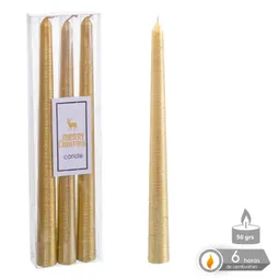 Set 3 vela candelabro oro 1,80×25 cm