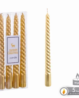 Set 4 vela espiral oro navidad 1,80×20 cm