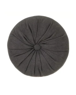 Cojín tejido redondo botón 38×38 cm gris