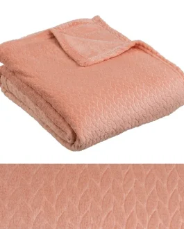 Manta franela relieve poliester 130×160 cm rosa