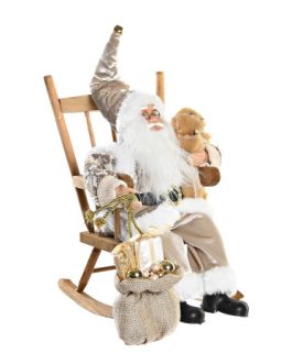 Figura Papá Noel en silla de madera 23x25x35 cm