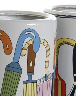 Paragüero porcelana 19x19x45 cm paraguas