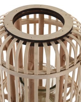 Portavela bambú metal 20x20x34 cm natural