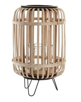 Portavela bambú metal 20x20x34 cm natural