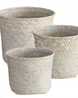 Cesta redonda mimbre blanca