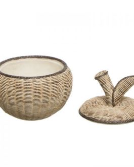 Caja manzana efecto ratán 15.5×15.5×17.5cm