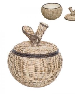 Caja manzana efecto ratán 15.5×15.5×17.5cm