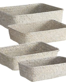 Cesta mimbre blanca rectangular