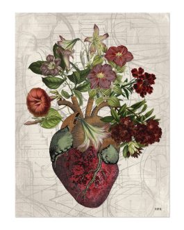 Lienzo «Corazón flores»