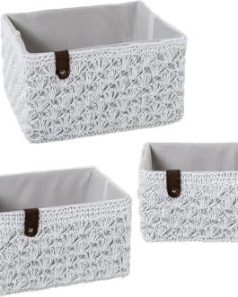 Cesta Almacenamiento Tela Blanca
