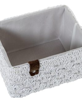 Cesta Almacenamiento Tela Blanca