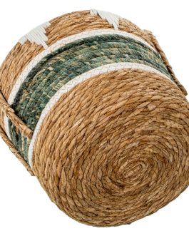 Cestos Hierba De Mar Natural/verde+ Algodón Blanco