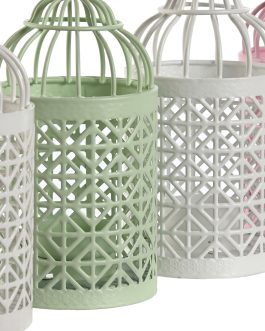 Portavela hierro jaula 8x8x15 cm