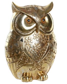 Figura resina buho dorado 14×9,5×19,5 cm