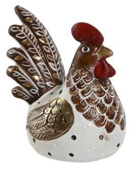 Figura resina gallina dorada 10×6,5×10 cm