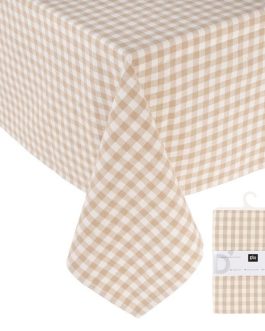 Mantel algodón vichy beige 145×240 cm