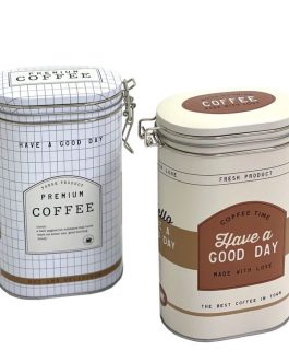 Bote metal con cierre, café 12.2x8x20cm