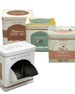 Bote metal capsulas de café 16×9.5×17.5cm