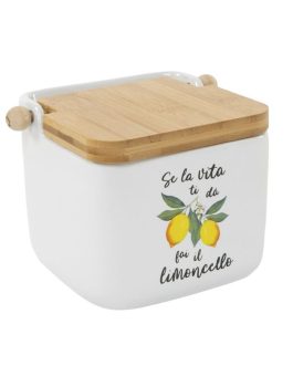Salero tapa bambú limones 12x12x11 cm