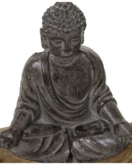 Figura Resina Buda Sobre Tronco 26x11x19cm