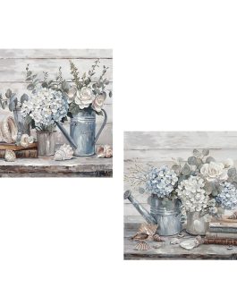 Cuadro Lienzo Regadera Flores 40% Pintado A Mano. 40×3,5x40cm