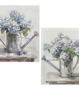 Cuadro Lienzo Regadera Flores 40% Pintado A Mano-40x3x50cm