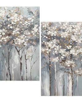 Cuadro Lienzo Arboles 40% Pintado A Mano. 60x3x90cm