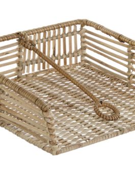 Servilletero ratán/hierro 20x20x6 cm, natural