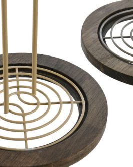 Portarrollos metal rubberwood 15x15x31 cm