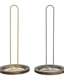 Portarrollos metal rubberwood 15x15x31 cm