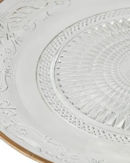 Plato cristal transparente 29x29x9,2cm, con filo dorado
