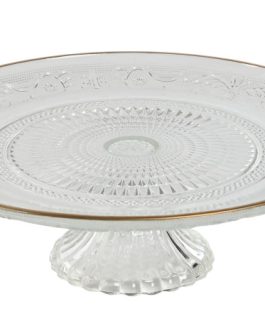 Plato cristal transparente 29x29x9,2cm, con filo dorado
