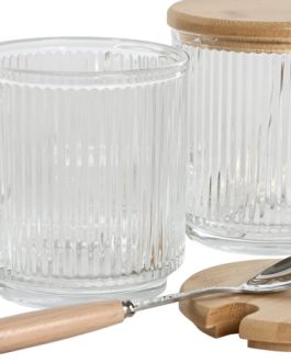 Azucarero cristal/bambú 11,7×8,7×14 cm, 350ML