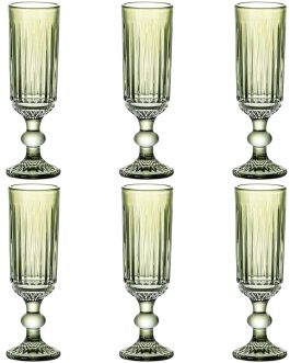 Set 6 copa cristal rayado verde 6x6x18,4cm, 160 ML