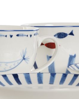 Set taza/plato porcelana 19x9x7cm, 220 ML