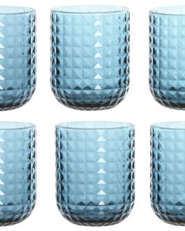 Set 6 vasos cristal azul 8x8x9,50cm, 275 ML