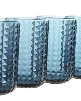 Set 6 vaso cristal azul 8x8x13cm, 420 ML