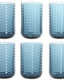 Set 6 vaso cristal azul 8x8x13cm, 420 ML