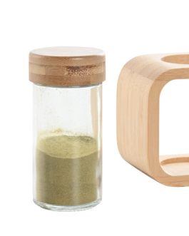 Especiero set de 4 cristal/bambú 25×6,4×10,6cm, 90ML