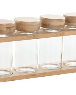 Especiero set de 4 cristal/bambú 25×6,4×10,6cm, 90ML