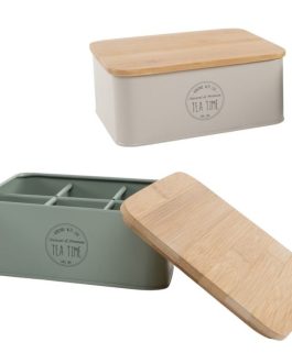 Caja de te metal/madera 18×15,5×7 cm