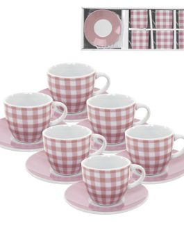 Juego café 6×90 ML vichy rosa