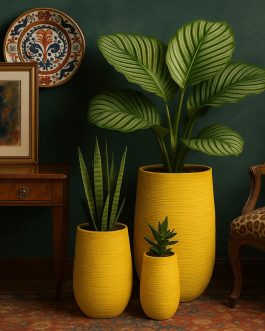 Macetero fibra amarillo