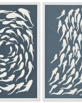 Cuadro papel maché peces 40x3x60 cm